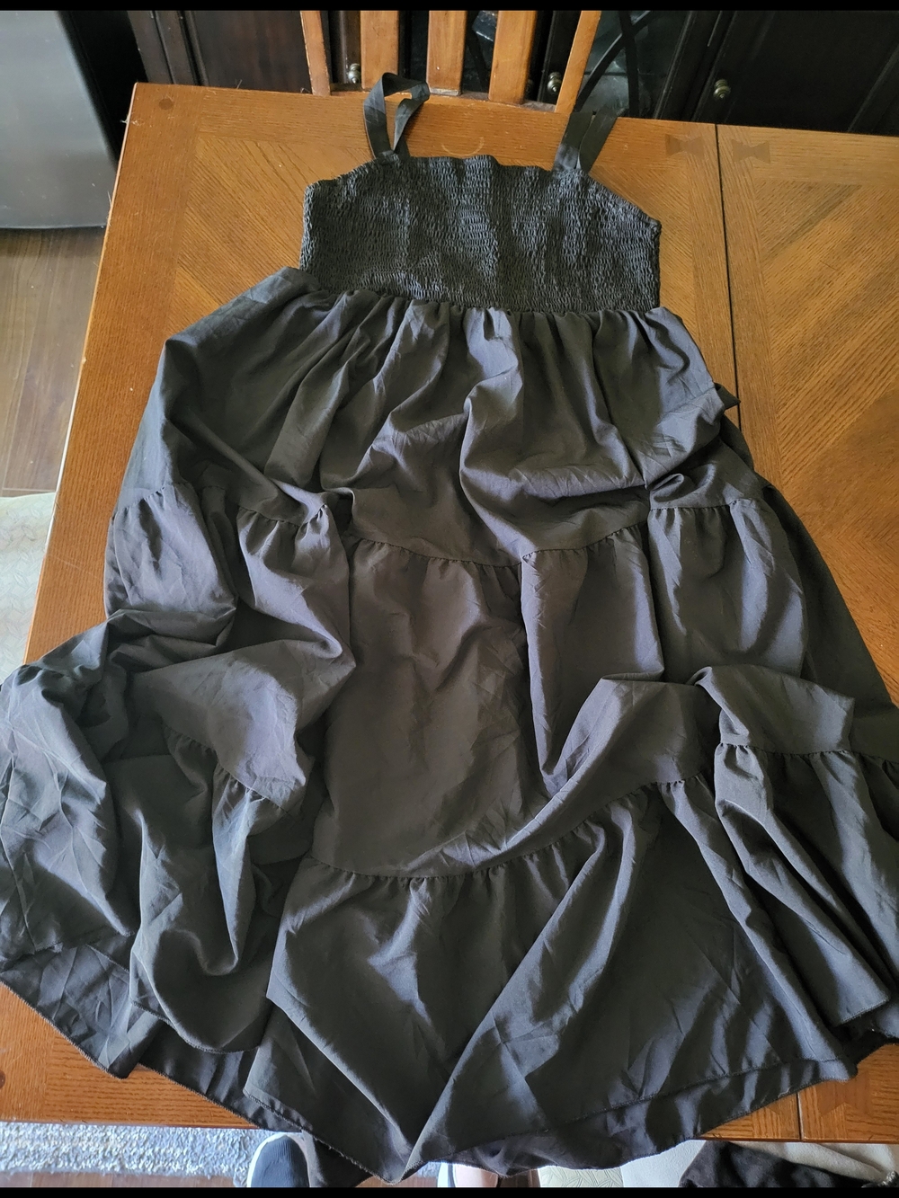 SHEIN Black Tiered Maxi Sundress with Smocked Bodice